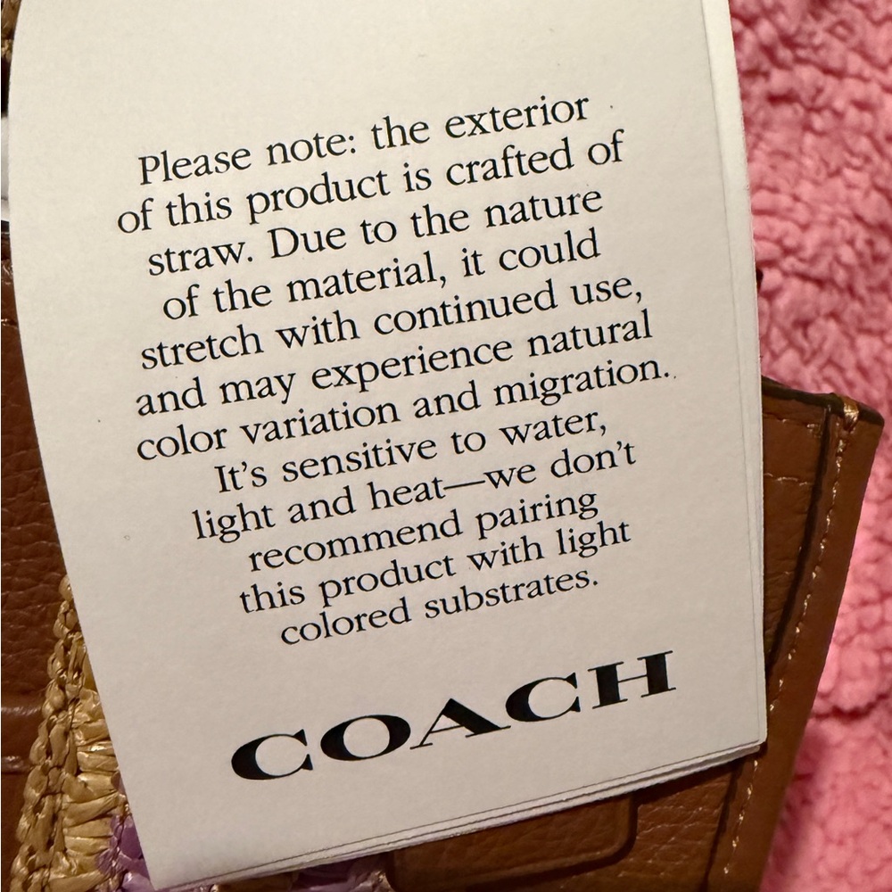 Coach Satchel Crossbody leather Raffia Brown Tan and Purple NWT - Picture 3 of 12